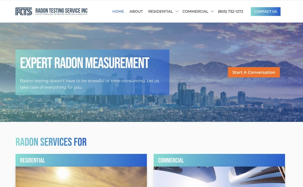 An example of a radon testing website