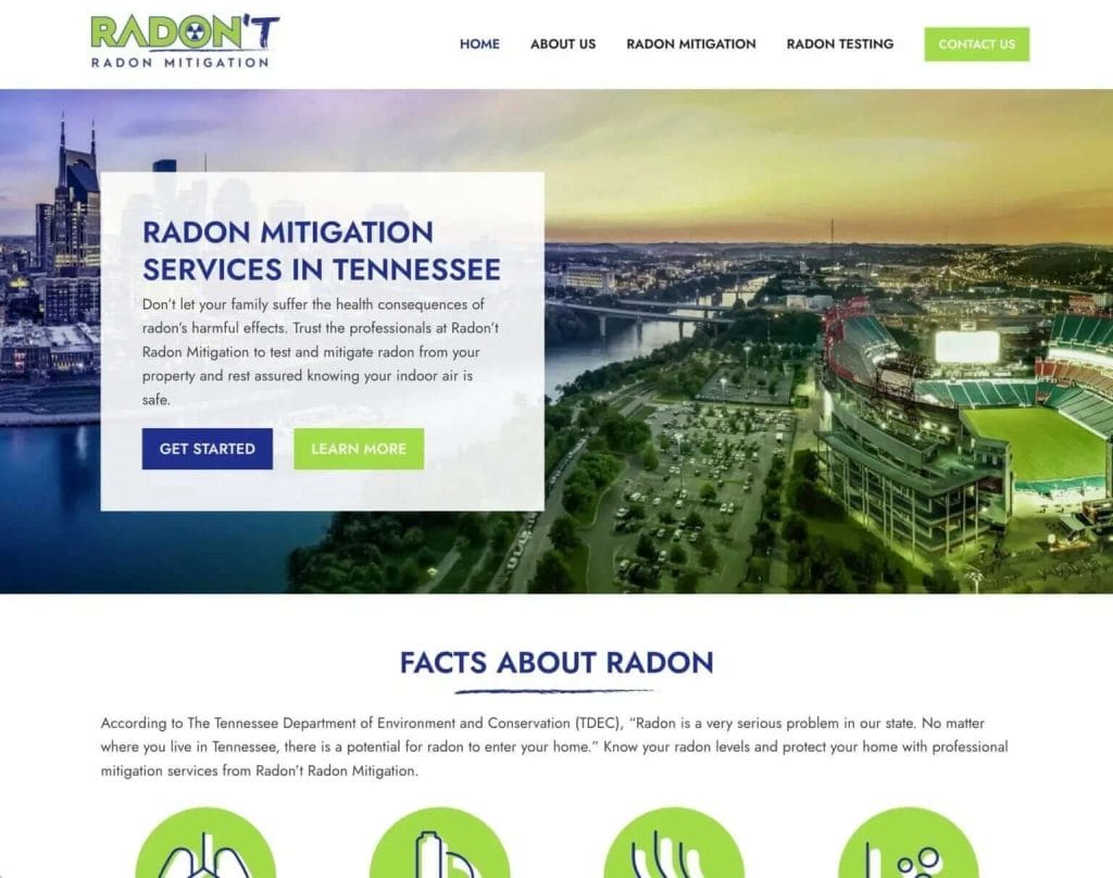 Radon't Radon Mitigation is a great website example