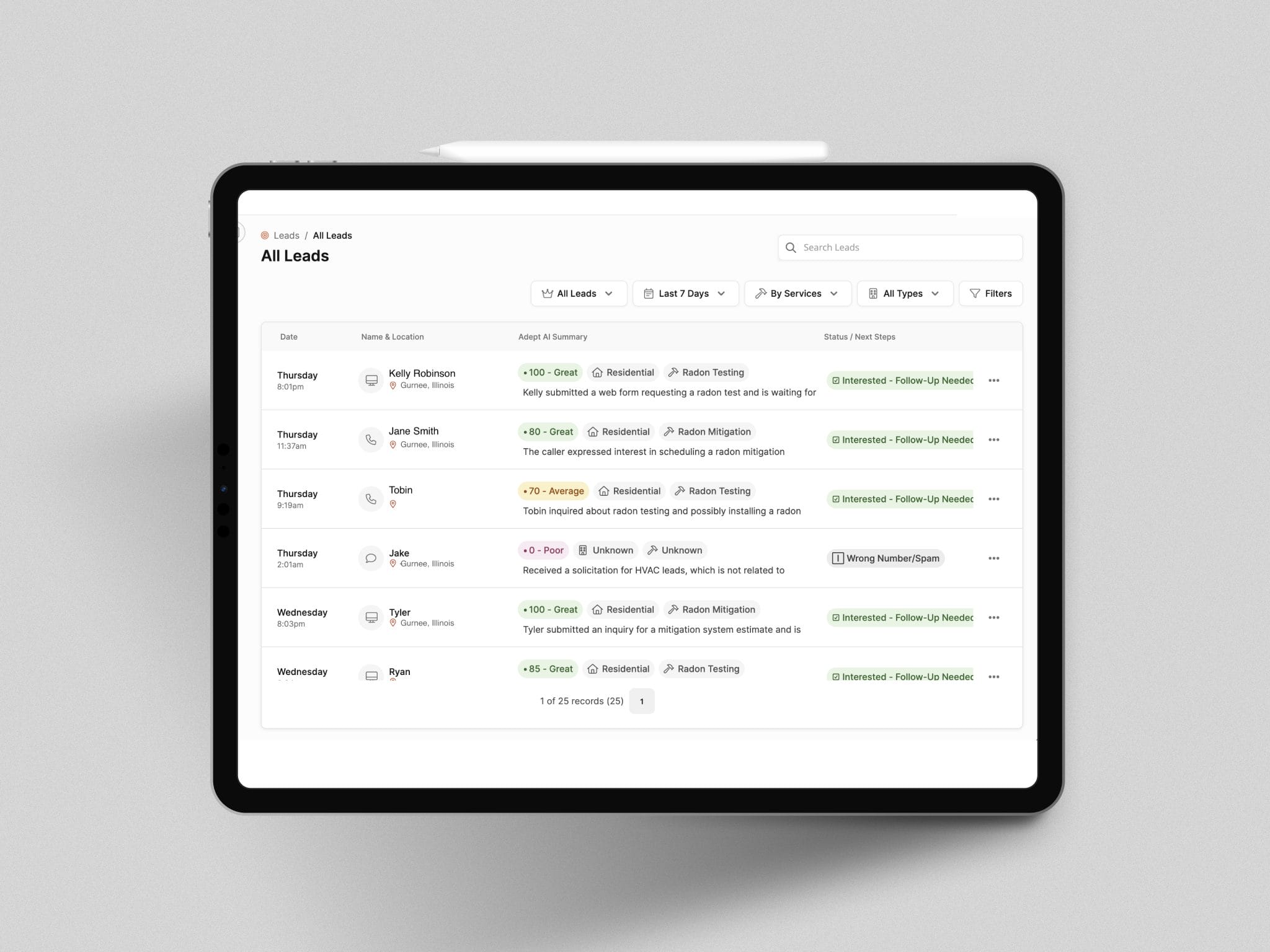 AdeptIQ App For Tracking Radon Mitigation Leads