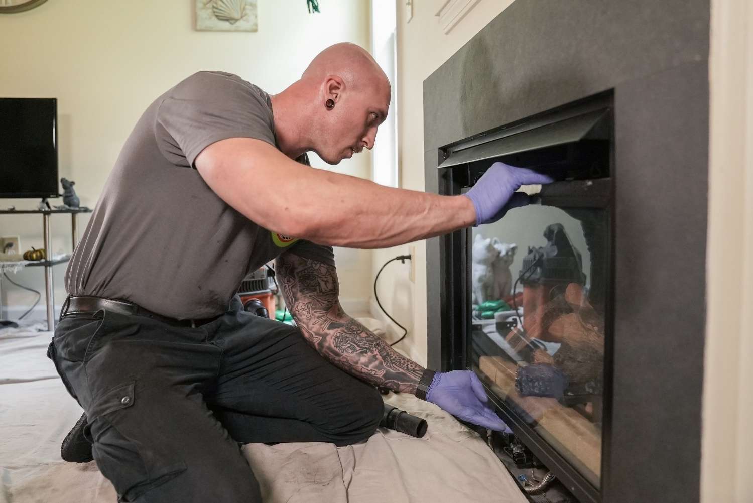 A water treatment contractor who used AdeptPlus Water Treatment Marketing / Web Design talking on his phone to new leads